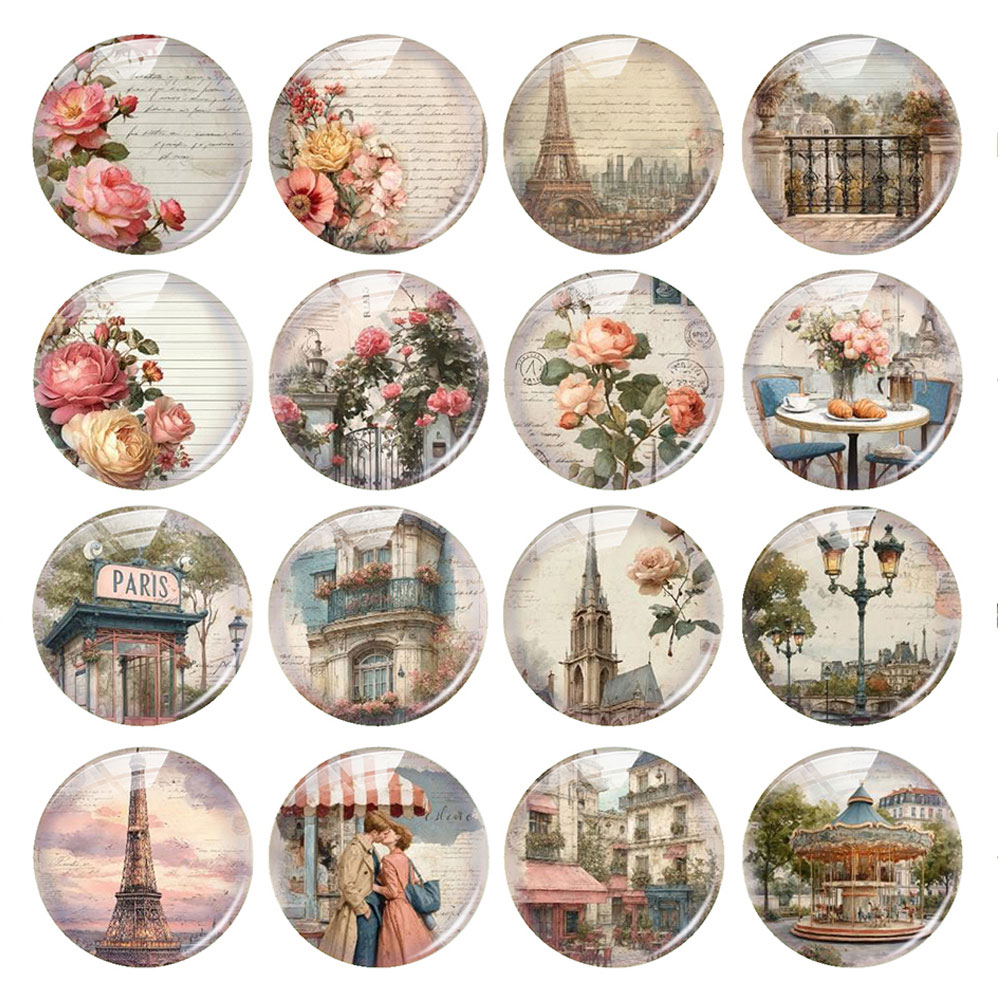 Jewelry Making Paris - Random Mixed Round/Oval/Square Vintage Paris Travel