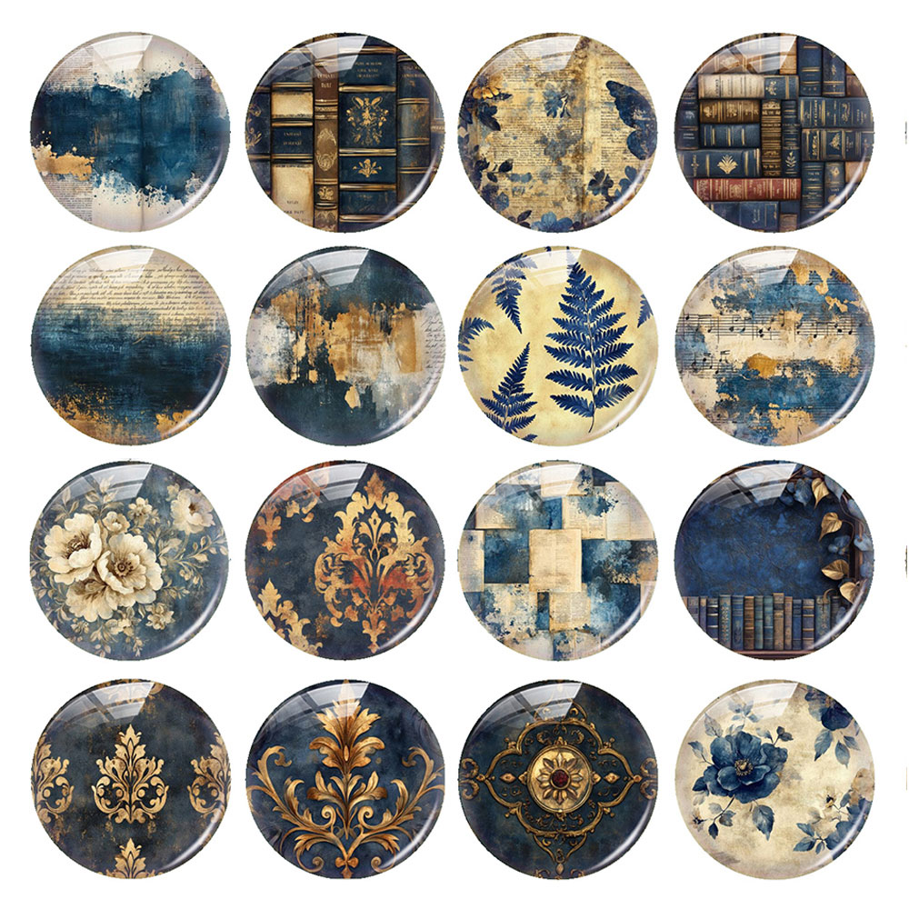 Jewelry Making Books - Random Mixed Round/Oval/Square Navy Gilded Antique