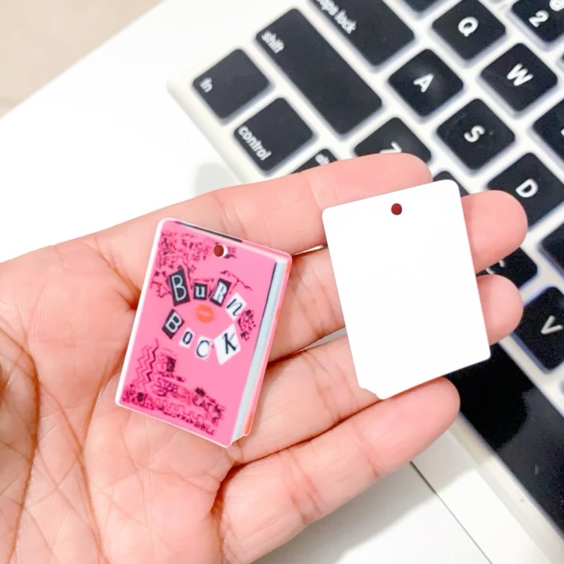 Jewelry Making Books - Pink Burn Book Acrylic Pendant Charms