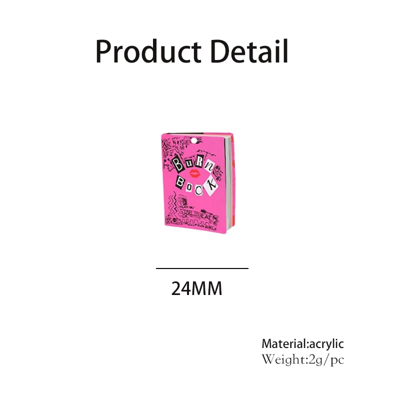 Pink Burn Book Acrylic Pendant - Jewelry Making Books recension och pris